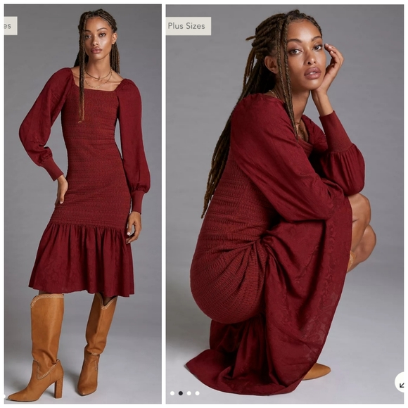 Anthropologie Dresses & Skirts - Anthro smocked puff sleeve midi dress